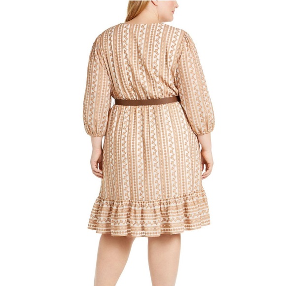 Calvin Klein Embroidered Faux-Wrap Belted Dress - Picture 4 of 4